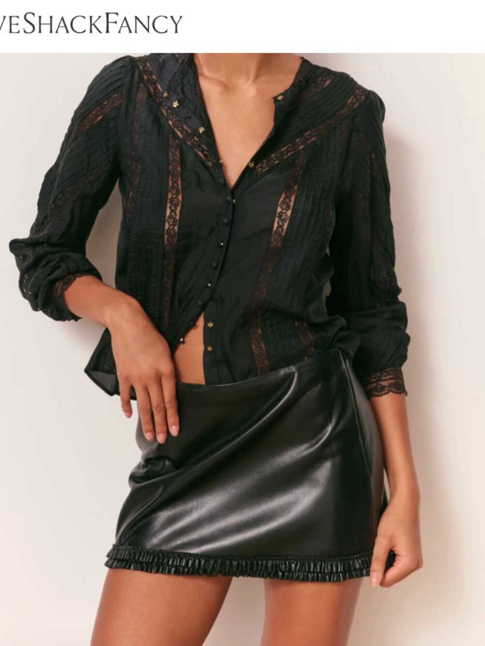 LoveShackFancy- mini leather skirt